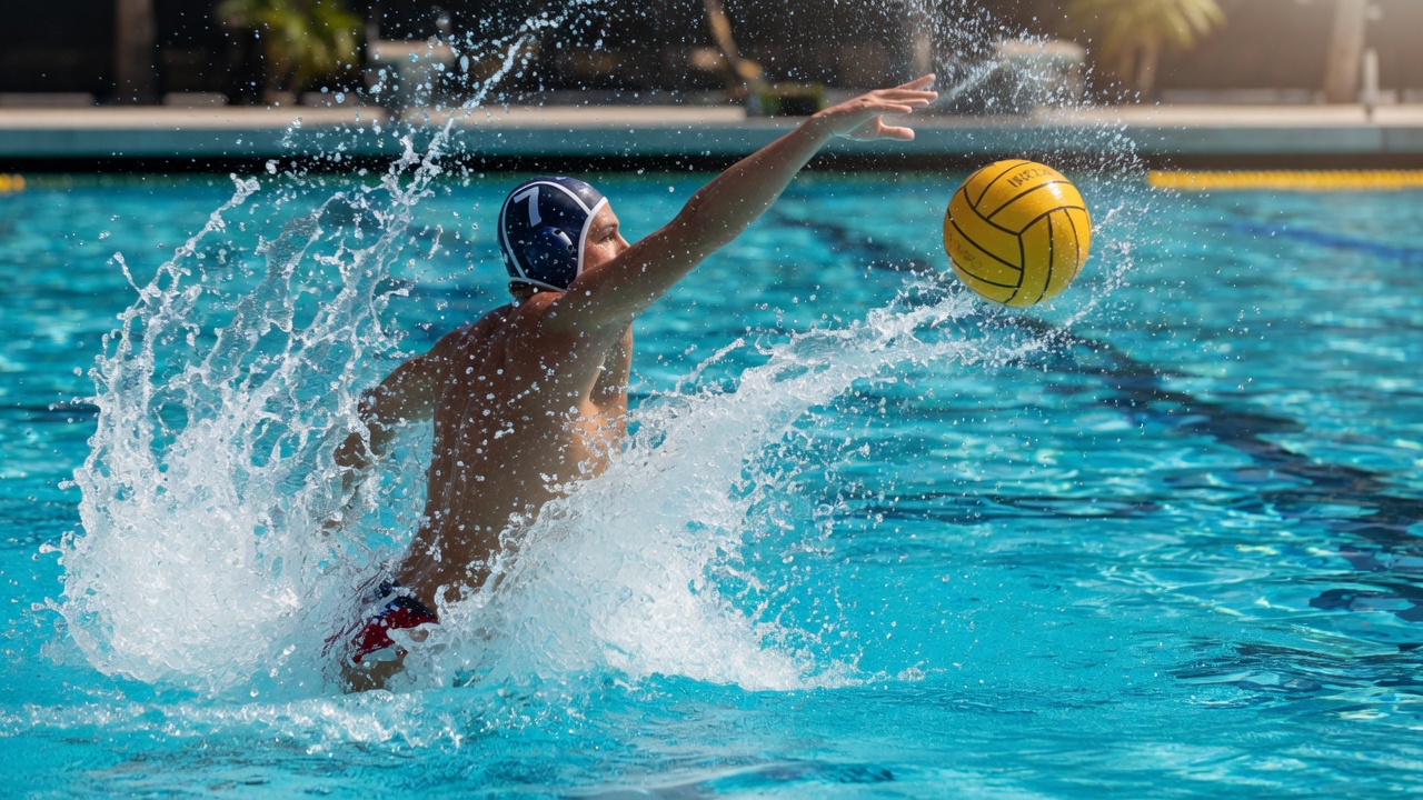 Water polo action in the pool — Alstonville Junior Water Polo Club